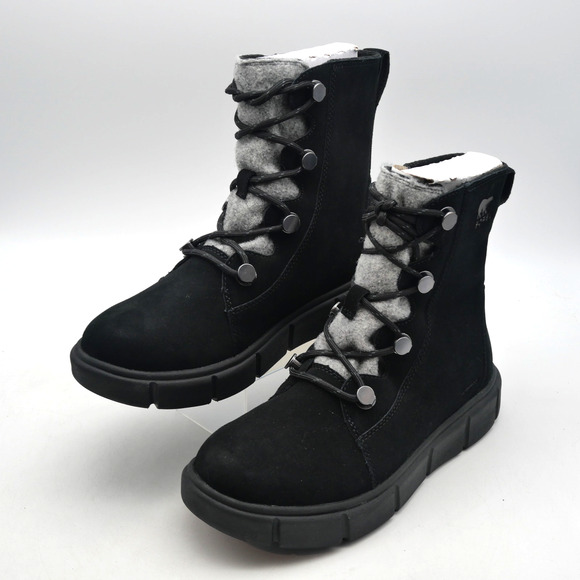 NEW Sorel Explorer III Joan Women's 9 WP Insulated  Boots Black Grey - Picture 2 of 10
